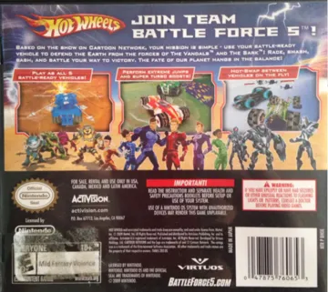 Hot Wheels - Battle Force 5 (USA) box cover back